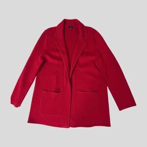 Talbots Plus Women's Open Sweater Blazer Merino Wool Blend Red Size X